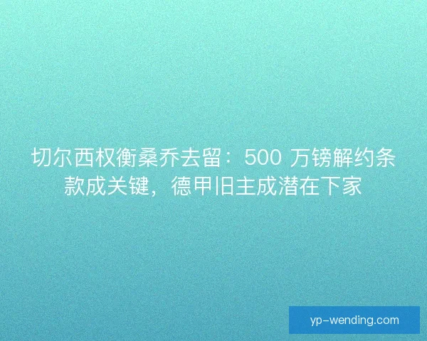 切尔西权衡桑乔去留：500 万镑解约条款成关键，德甲旧主成潜在下家